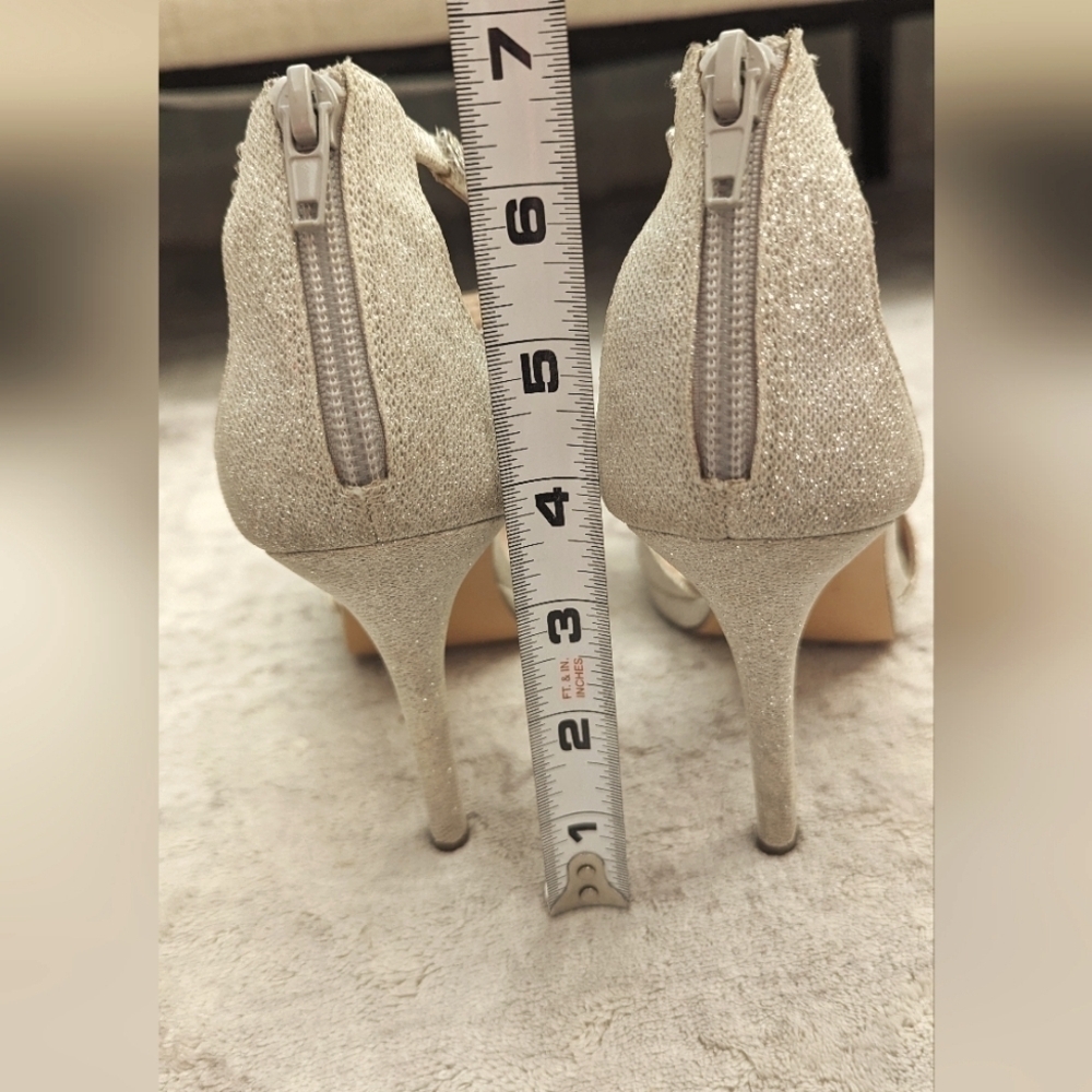 I. Miller Womens Gold Glitter Open Toe Slip On  Heel Pump Sz 8M - Picture 14 of 14